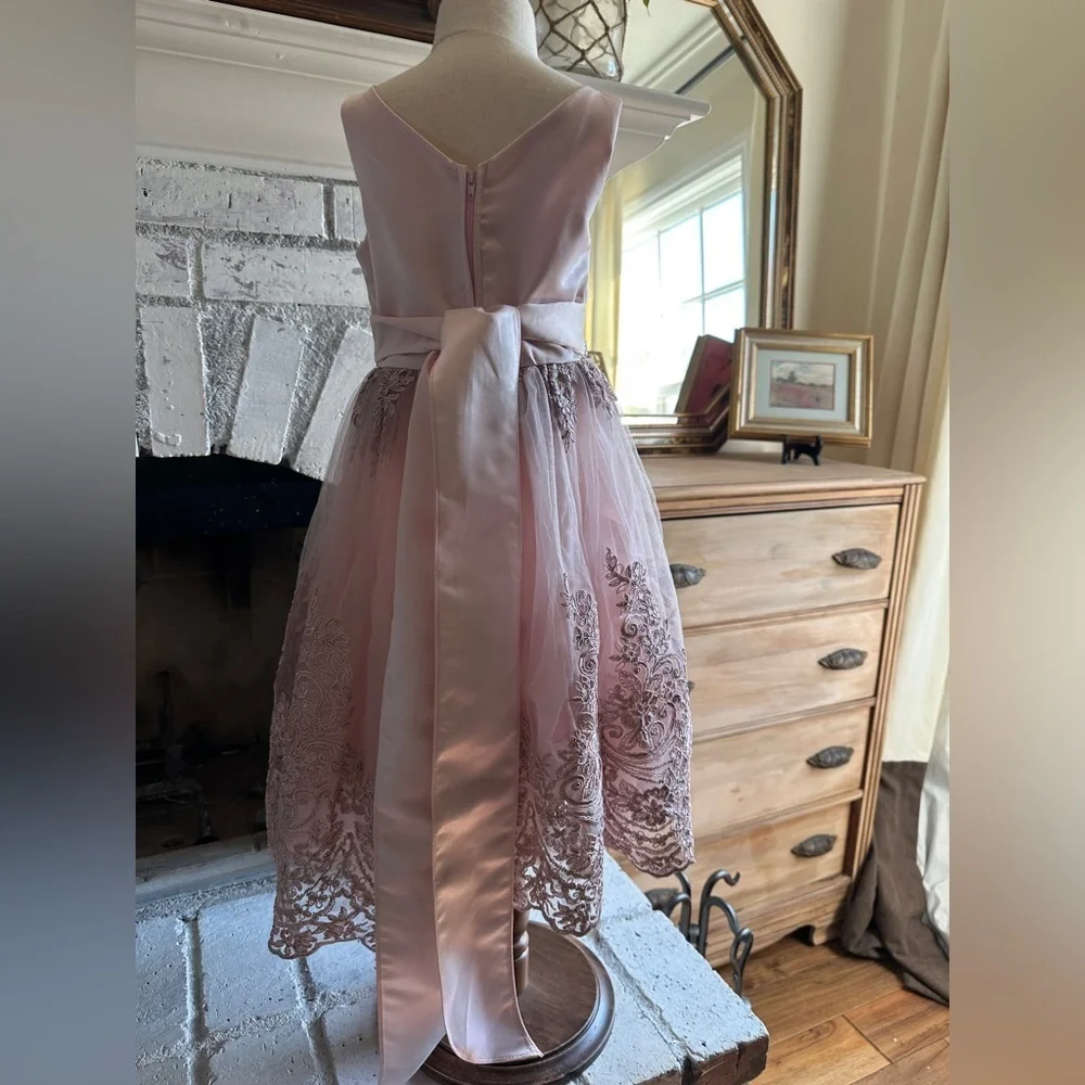 Elegant Pink Lace Kids Dress 3T